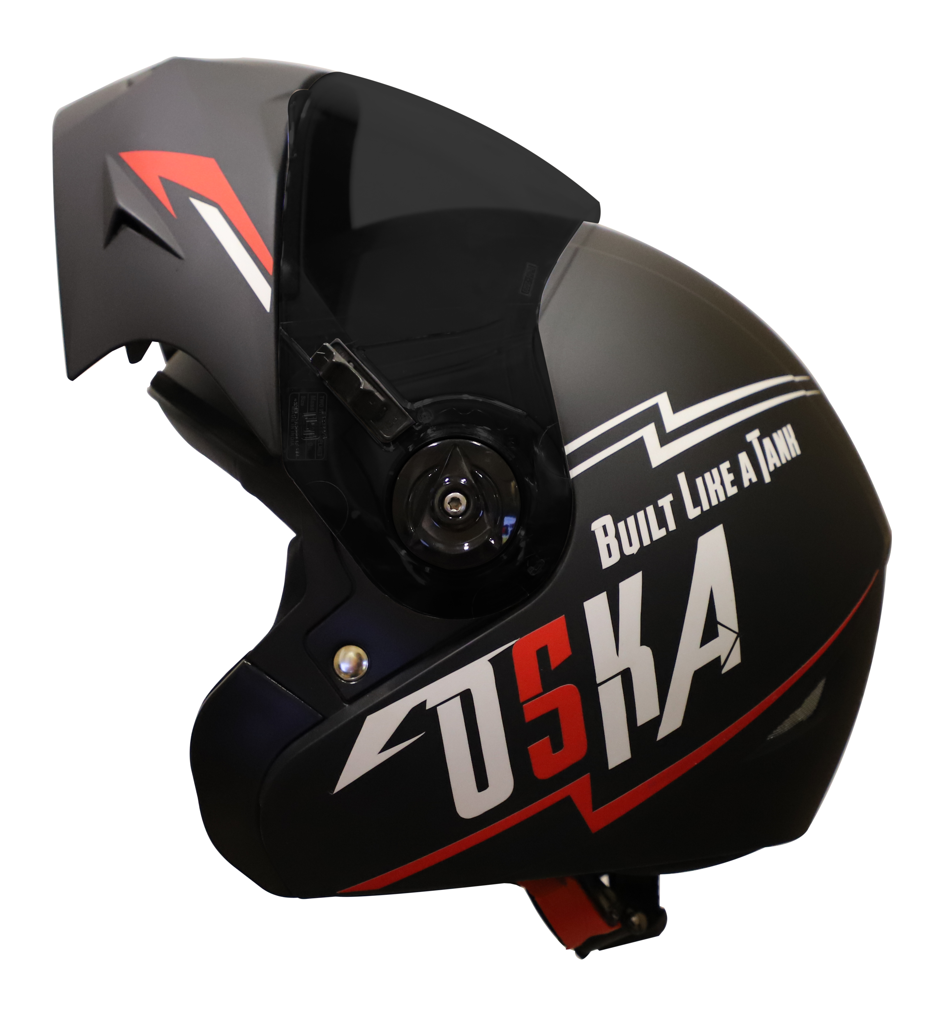 Steelbird SB-45 OSKA Flip Up Helmet With Reflective Graphics (Matt Black With Smoke Visor)